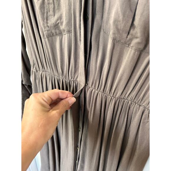 Effortless Anthropologie Maeve Dakota Button-Up Shirt Dress Brown Size X-Small - Picture 8 of 11